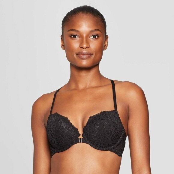 Auden Bra The Radiant Push Up Black Racerback Plunge Coverage NWT - Picture 3 of 11